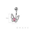 316L SURGICAL STEEL MULTI CZ BUTTERFLY NON DANGLE BELLY BUTTON NAVEL RING 
