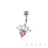 316L SURGICAL STEEL MULTI CZ STRAWBERRY HEART BELLY BUTTON NAVEL RING 