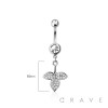 316L SURGICAL STEEL MULTI CZ LEAF OF LIFE DANGLE BELLY BUTTON NAVEL RING 