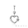 316L SURGICAL STEEL MULTI CZ HEART WREATH DANGLE BELLY BUTTON NAVEL RING 