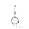 316L SURGICAL STEEL MULTI CZ WREATH DANGLE BELLY BUTTON NAVEL RING 