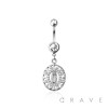 316L SURGICAL STEEL INNER MULTI CZ LADY OF GUADALUPE DANGLE BELLY BUTTON NAVEL RING 