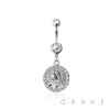 316L SURGICAL STEEL MULTI CZ  LADY OF GUADALUPE MEDALLION DANGLE BELLY BUTTON NAVEL RING 