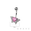 316L SURGICAL STEEL MULTI CZ BUTTERFLY HEART NON DANGLE BELLY BUTTON NAVEL RING 