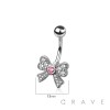 316L SURGICAL STEEL MULTI CZ RIBBON CZ HEART NON DANGLE BELLY BUTTON NAVEL RING 