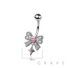 316L SURGICAL STEEL MULTI CZ RIBBON HEART STAR NON DANGLE BELLY BUTTON NAVEL RING 