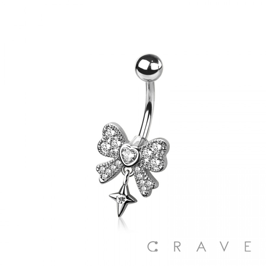 Surgical Steel Star Angel Wings Dangle Belly Button Navel Ring Surgical Steel Star Angel Wings Dangle Belly Button Navel Ring