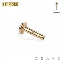 14 KARAT GOLD THREADLESS PUSHIN LABRET FLAT BACK STUD BAR (ONLY)