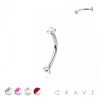 INTERNALLY THREADED COLOR CZ PRONG SET 316L SURGICAL STEEL EYEBROW/ CURVED BARBELL