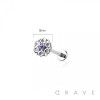 GOLDEN ORNAMENT FLOWER WITH GEM CZ THREADLESS (PUSH IN) TOP 316L SURGICAL STEEL LABRET SET