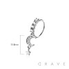 MULTI CZ MOON STAR DANGLE 316L SURGICAL STEEL NOSE HOOP