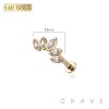 14Kt GOLD THREADLESS (PUSH IN) PUSH IN FIVE MARQUISE GEM CLUSTER CZ TOP LABRET SET
