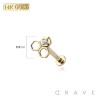 14Kt GOLD THREADLESS (PUSH IN) GEMMED HONEYCOMB TOP LABRET SET