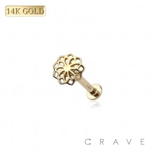 14K GOLD THREADLESS (PUSH IN) FLOWER TOP LABRET SET