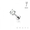 316L SURGICAL STEEL CZ PRONG SET PUSH IN THREADLESS LABRET SET