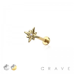 NORTH STAR DIAMOND EIGHTFOLD CZ THREADLESS (PUSH IN) TOP 316L SURGICAL STEEL LABRET SET