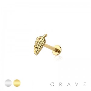 FEATHER QUILL THREADLESS (PUSH IN) TOP 316L SURGICAL STEEL LABRET SET