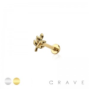 SPROUT SPRIG BRANCH LASER CUT THREADLESS (PUSH IN) TOP 316L SURGICAL STEEL LABRET SET