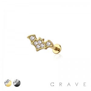 MULTI CZ BAT PUTHREADLESS (PUSH IN) TOP 316L SURGICAL STEEL LABRET SET