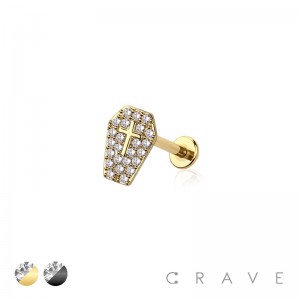 MULTI CZ COFFIN THREADLESS (PUSH IN) TOP 316L SURGICAL STEEL LABRET SET