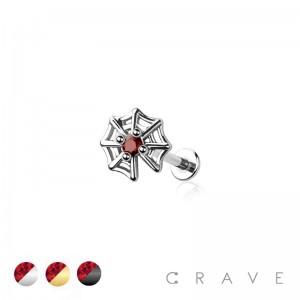 CZ SPIDER WEB THREADLESS (PUSH IN) TOP 316L SURGICAL STEEL LABRET SET