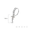 MULTI CZ FLOWER TEAR DROP CZ DANGLE 316L SURGICAL STEEL NOSE HOOP
