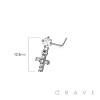 CROSS DANGLE CZ CHAIN 316L SURGICAL STEEL L-SHAPE NOSE RING