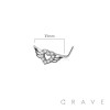 WINGED HEART CZ 316L SURGICAL STEEL L-SHAPE NOSE RING