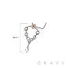 STAR CENTER DANGLE CHAIN MARQUISE CZ 316L SURGICAL STEEL L-SHAPE NOSE RING