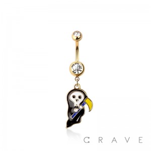 316L SURGICAL STEEL GRIM REAPER SCYTHE BELLY BUTTON NAVEL RING 