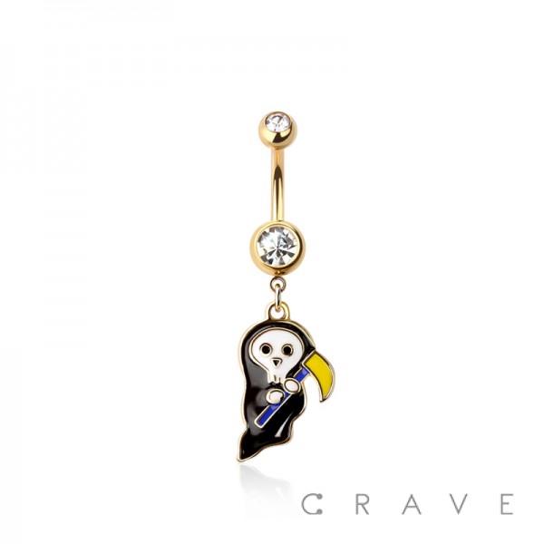 316L SURGICAL STEEL GRIM REAPER SCYTHE BELLY BUTTON NAVEL RING 