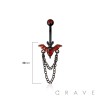 316L SURGICAL STEEL MULTI CZ BAT CHAIN DANGLE BELLY BUTTON NAVEL RING 