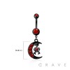 316L SURGICAL STEEL MULTI CZ MOON SPIDER DANGLE BELLY BUTTON NAVEL RING 
