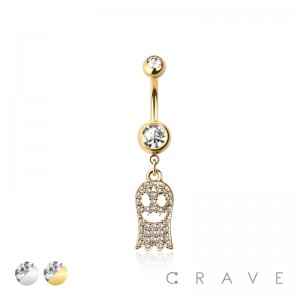 316L SURGICAL STEEL MULTI CZ GHOST DANGLE BELLY BUTTON NAVEL RING 