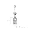 316L SURGICAL STEEL MULTI CZ GHOST DANGLE BELLY BUTTON NAVEL RING 