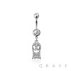 316L SURGICAL STEEL MULTI CZ GHOST DANGLE BELLY BUTTON NAVEL RING 