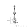 316L SURGICAL STEEL MULTI CZ SWOOSHING GHOST DANGLE BELLY BUTTON NAVEL RING 