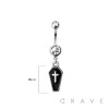 316L SURGICAL STEEL CROSS COFFIN DANGLE BELLY BUTTON NAVEL RING 