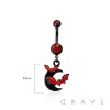 316L SURGICAL STEEL BAT MOON CZ DANGLE BELLY BUTTON NAVEL RING 