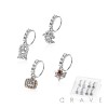 8PCS OF ASSORTED CZ DANGLE 316L SURGICAL STEEL O-RING NOSE HOOP BOX