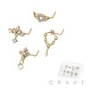 8PCS OF ASSORTED CZ DANGLE 316L SURGICAL STEEL L-SHAPE NOSE STUD BOX