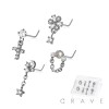 8PCS OF ASSORTED CZ DANGLE 316L SURGICAL STEEL L-SHAPE NOSE STUD BOX