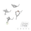 8PCS OF ASSORTED CZ DANGLE 316L SURGICAL STEEL L-SHAPE NOSE STUD BOX