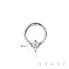 316L SURGICAL STEEL MULTI CZ REVERSE DROP AND BEZEL SEPTUM HINGED SEGMENT HOOP RING