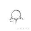 316L SURGICAL STEEL MULTI CZ TRIPLE SPIKE SEPTUM HINGED SEGMENT HOOP RING