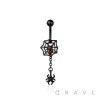 316L SURGICAL STEEL SPIDER WEB DANGLE SPIDER BELLY BUTTON NAVEL RING 