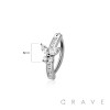 316L SURGICAL STEEL RAIL CLICKER BELLY RING MULTI CZ GEM MARQUISE