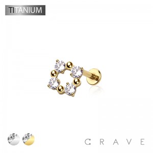 IMPLANT GRADE TITANIUM INTERNALLY THREADED CZ CLOVER LABRET SET