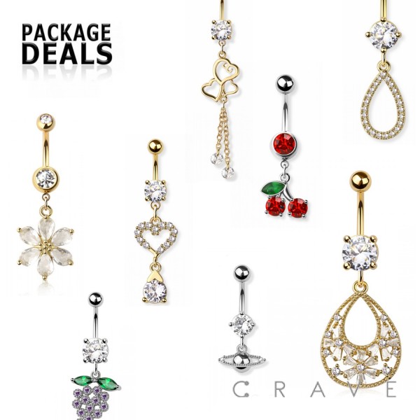 100PCS OF BEST SELLING BELLY DANGLE PRE-MIXED PACKAGE