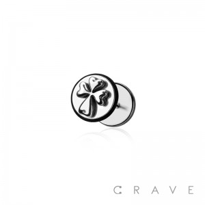 316L SURGICAL STEEL FAKE PLUG SHAMROCK CROSS